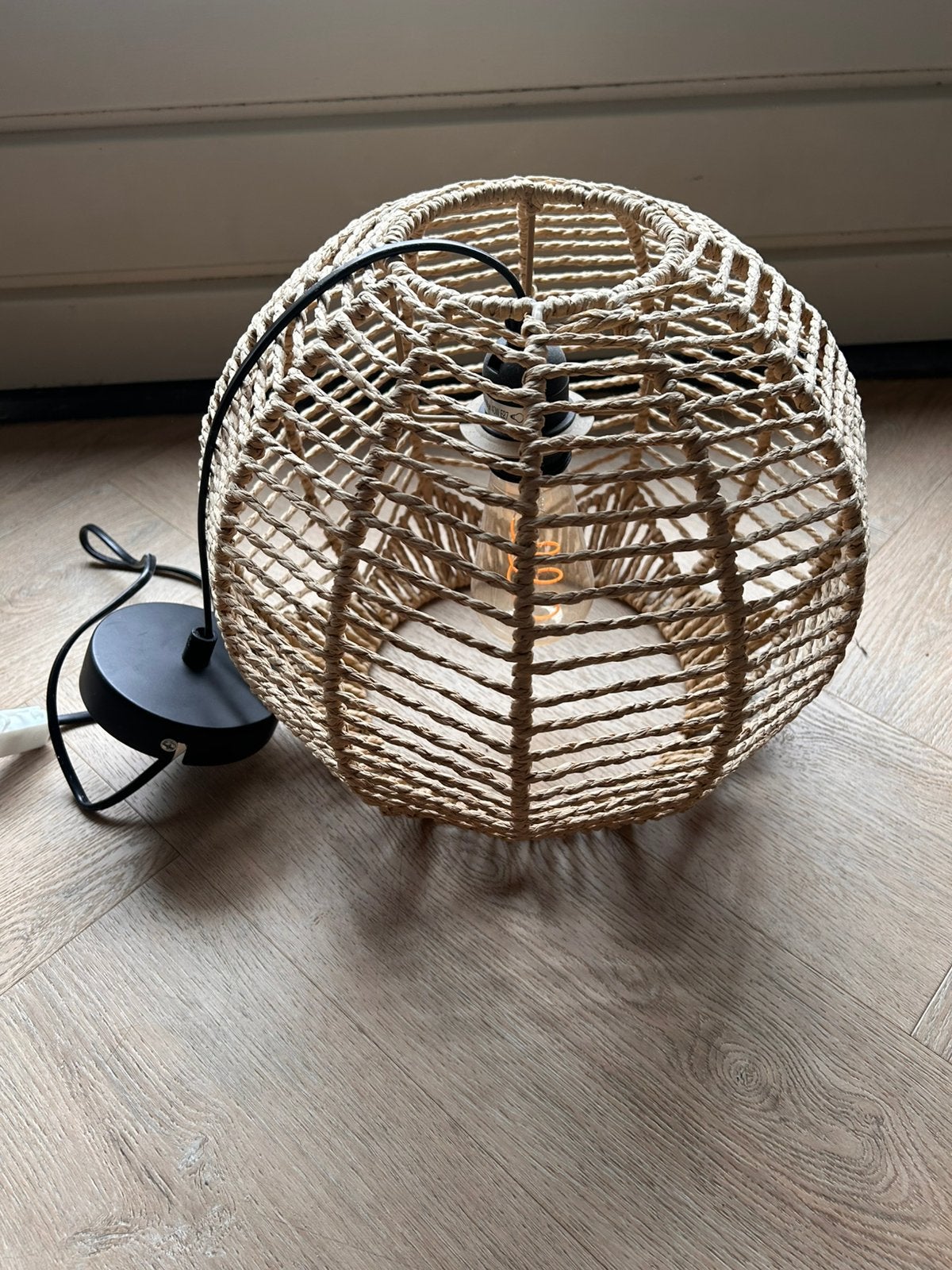 Hanglamp rotan, Huis en Inrichting, Lampen | Tafellampen, Ophalen, Zo goed als nieuw