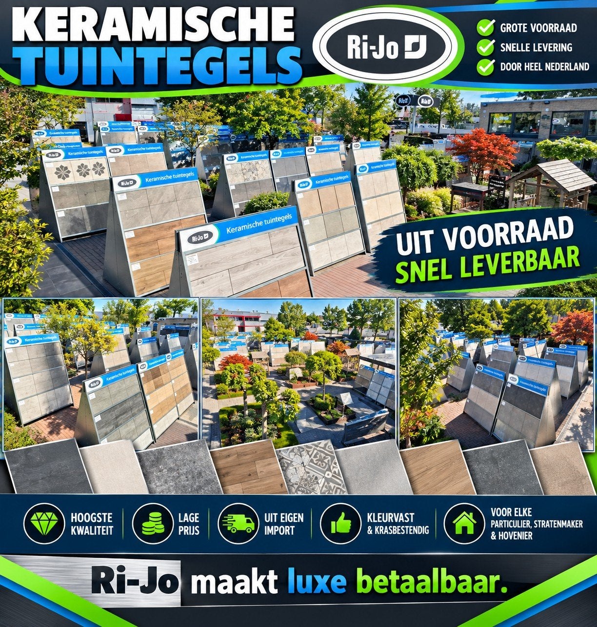 Tuintegels, direct uit voorraad., Tuin en Terras, Keramiek, Nieuw, Ophalen of Verzenden, 10 m² of meer