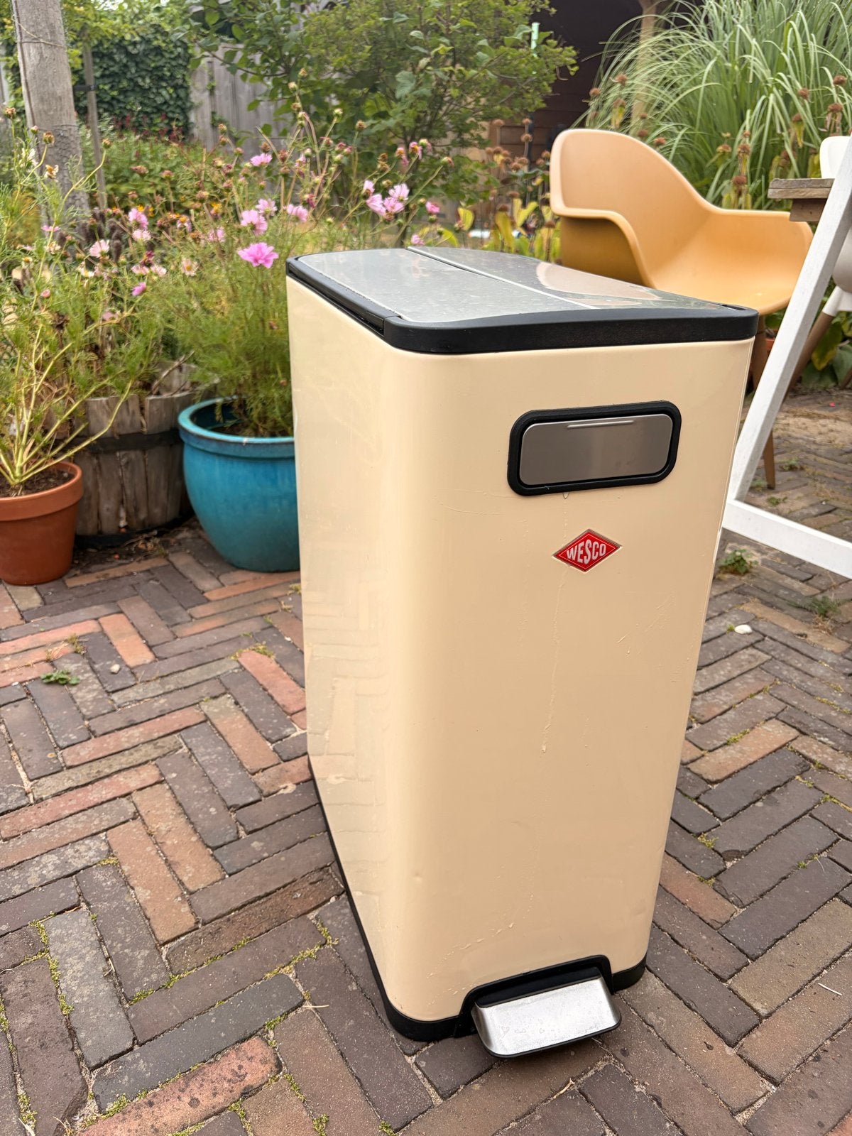 Wesco Big Double Master Duo Afvalemmer 40L – beige, Ophalen, Met pedaal, Nieuw, 40 liter of meer