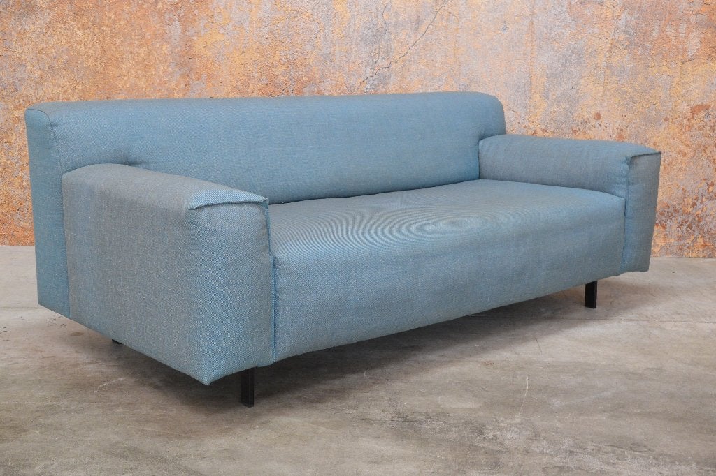 ZGANieuw blauwe stoffen Rolf Benz Grata design bank, Huis en Inrichting, Tweepersoons, 75 tot 100 cm, Zo goed als nieuw, Rolf Benz