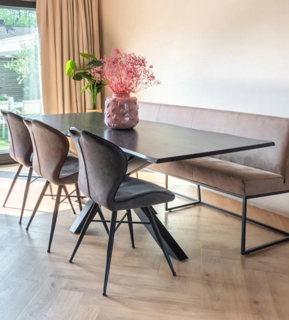 Grote zwarte eettafel, Gebruikt, 200 cm of meer, 50 tot 100 cm, Vijf personen of meer