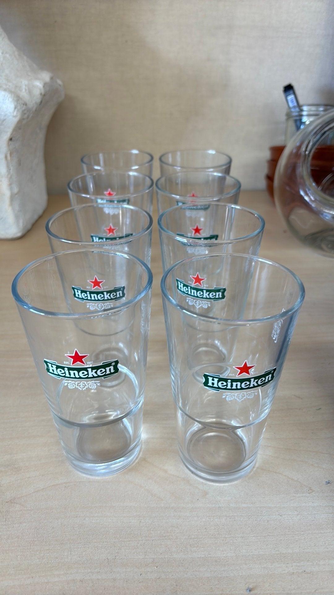 Heineken glazen, Ophalen of Verzenden, Gebruikt, Glas of Glazen