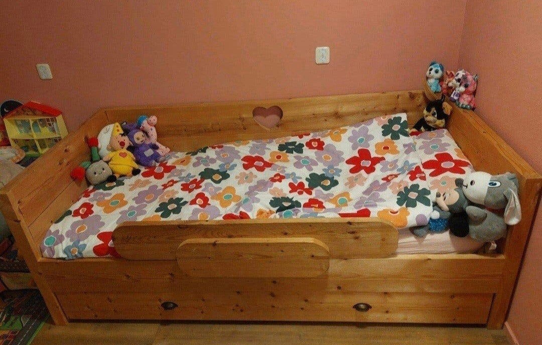Steigerhouten bed, Ophalen, 90 cm, Eenpersoons, Bruin
