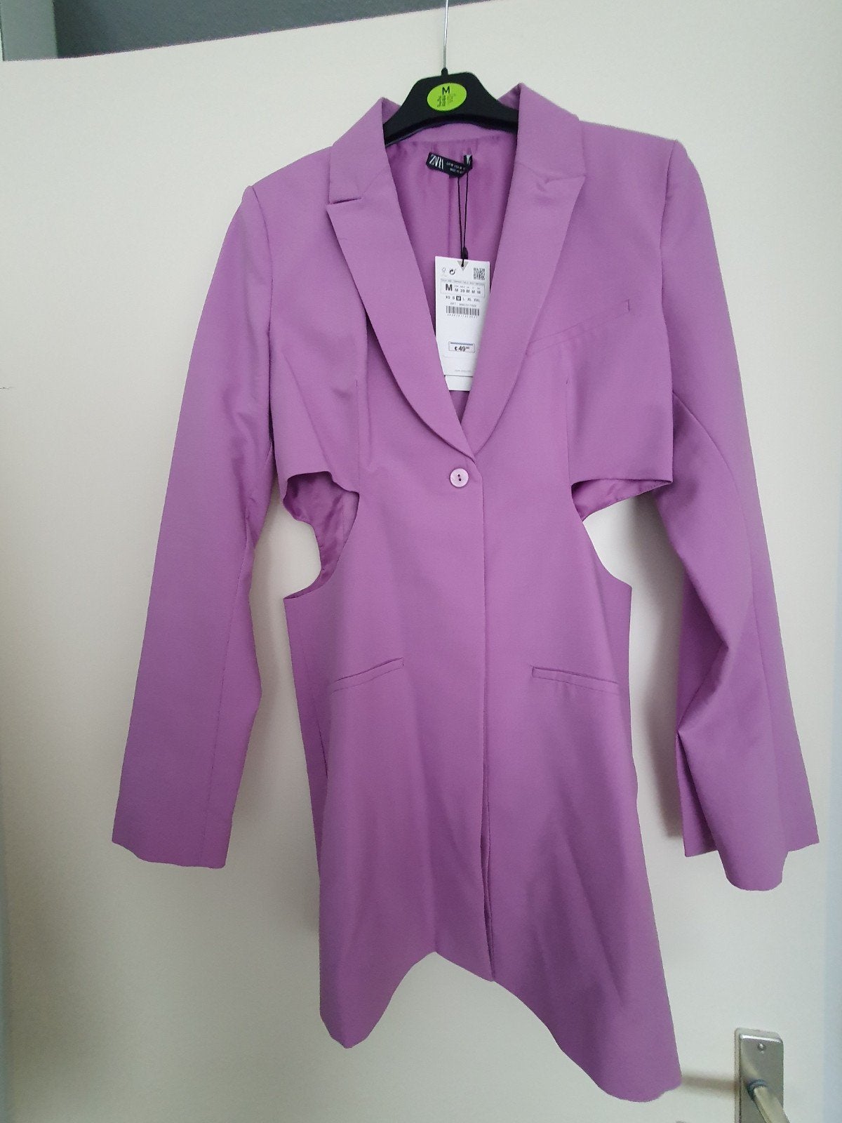 Zara Blazer Jurk met Cut-Outs - Lila Maat M, Maat 38/40 (M), Zara, Paars, Nieuw