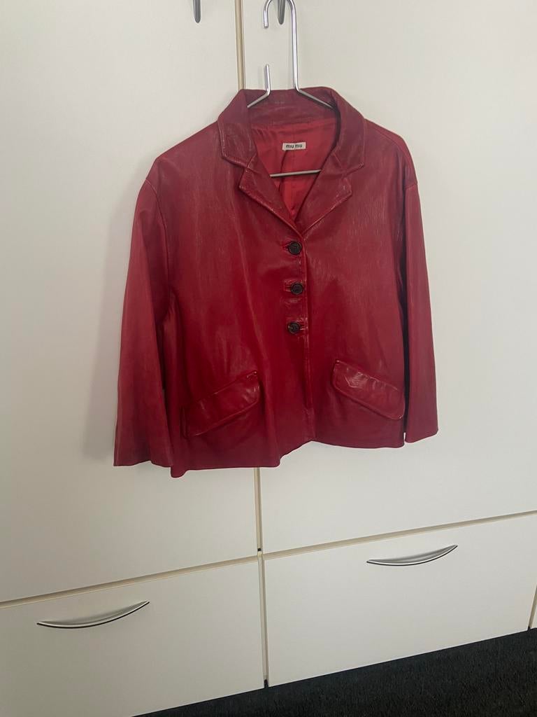 Miu Miu by Prada leren jasje.  Nieuw., Verzenden, Maat 42/44 (L), Nieuw, Jasje