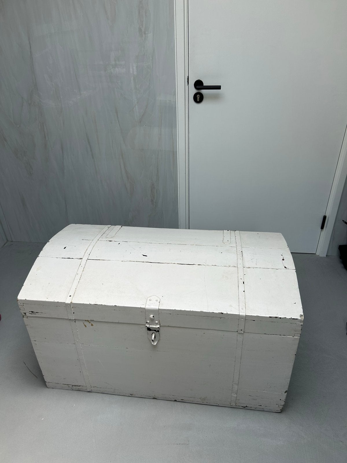 Antieke houten kist - Wit geverfd, Ophalen