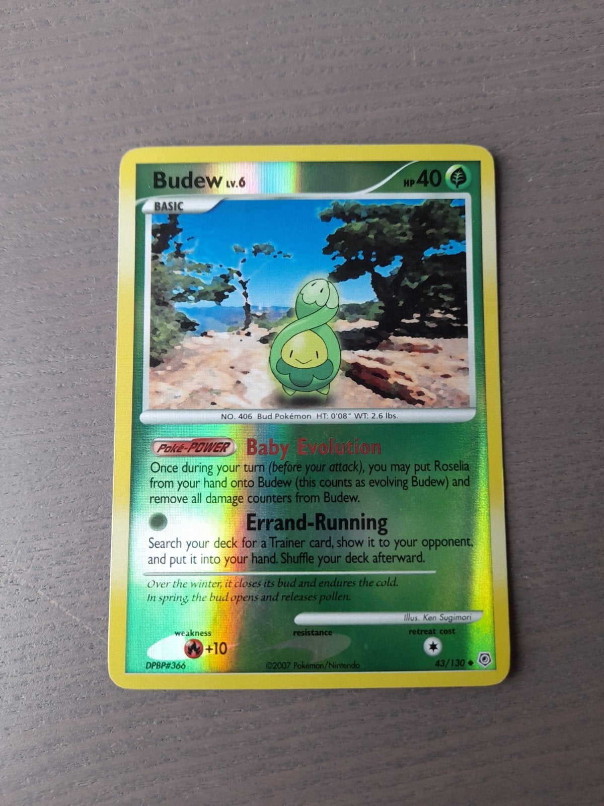 Diamond & pearl 43/130 budew reverse, Ophalen of Verzenden, Gebruikt, Losse kaart, Foil