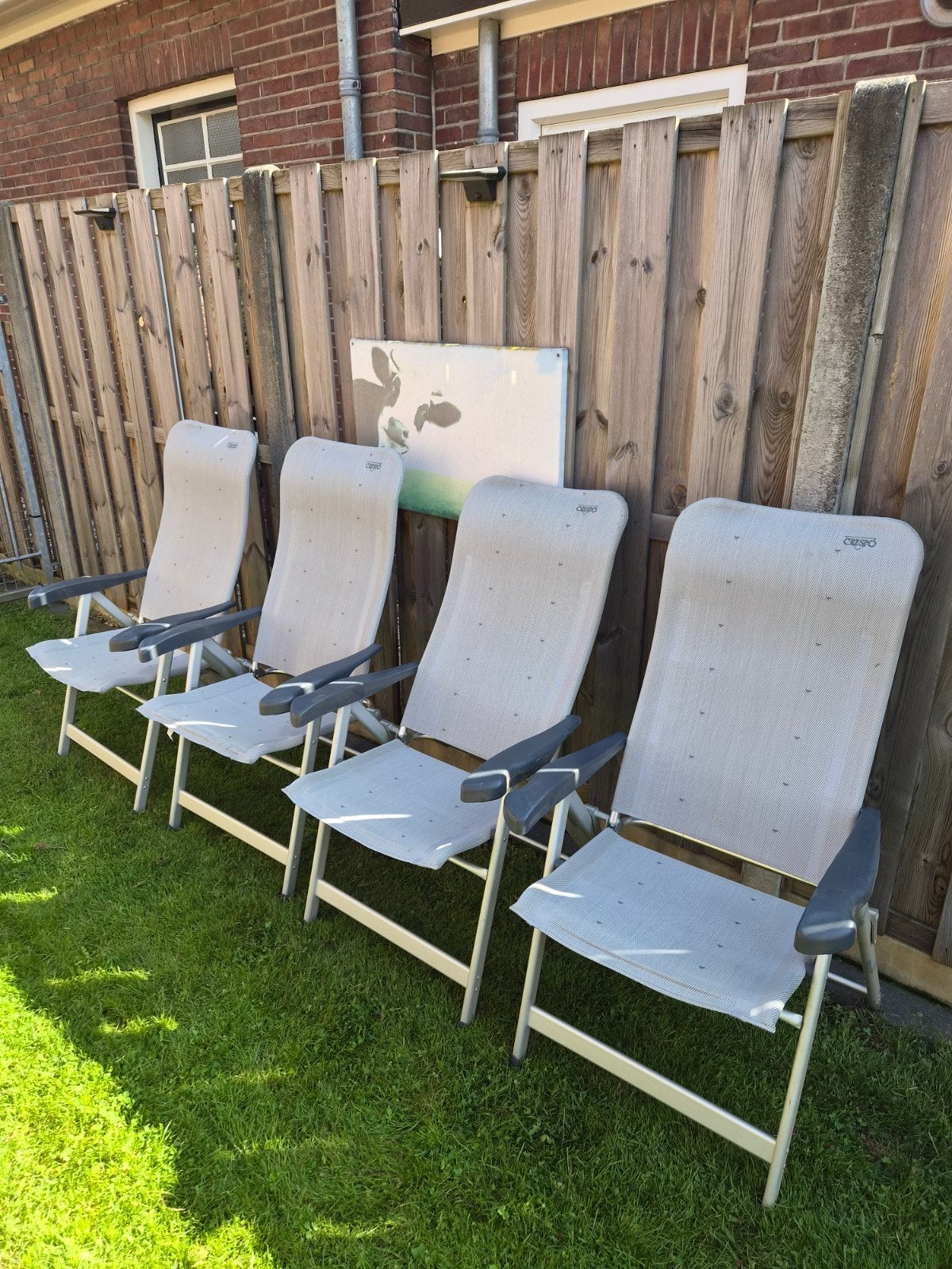 camping stoelen 4 stuks Crespo verstelbare rug stand, Ophalen, Gebruikt, Campingstoel
