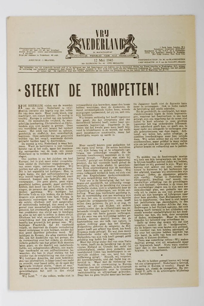 Vrij Nederland Londense editie Bevrijding herdruk krant WOII, Zo goed als nieuw, Verzenden, Amsterdam, Overige soorten