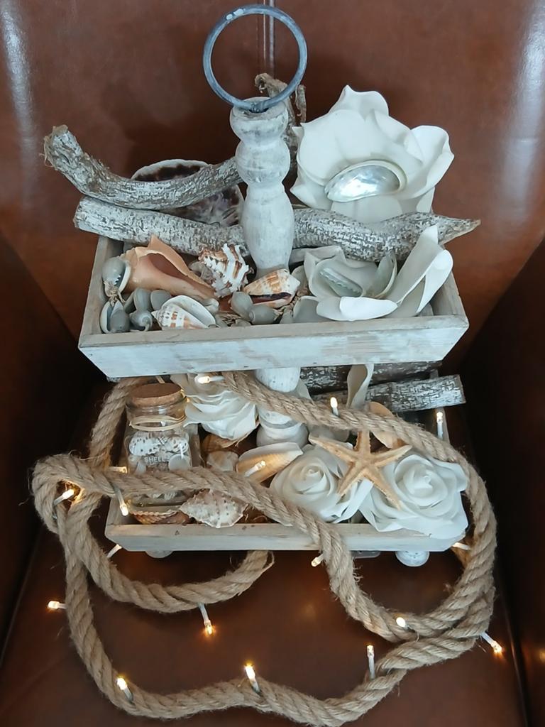 Beachstyle etagaire met touwverlichting, Ophalen, Zo goed als nieuw