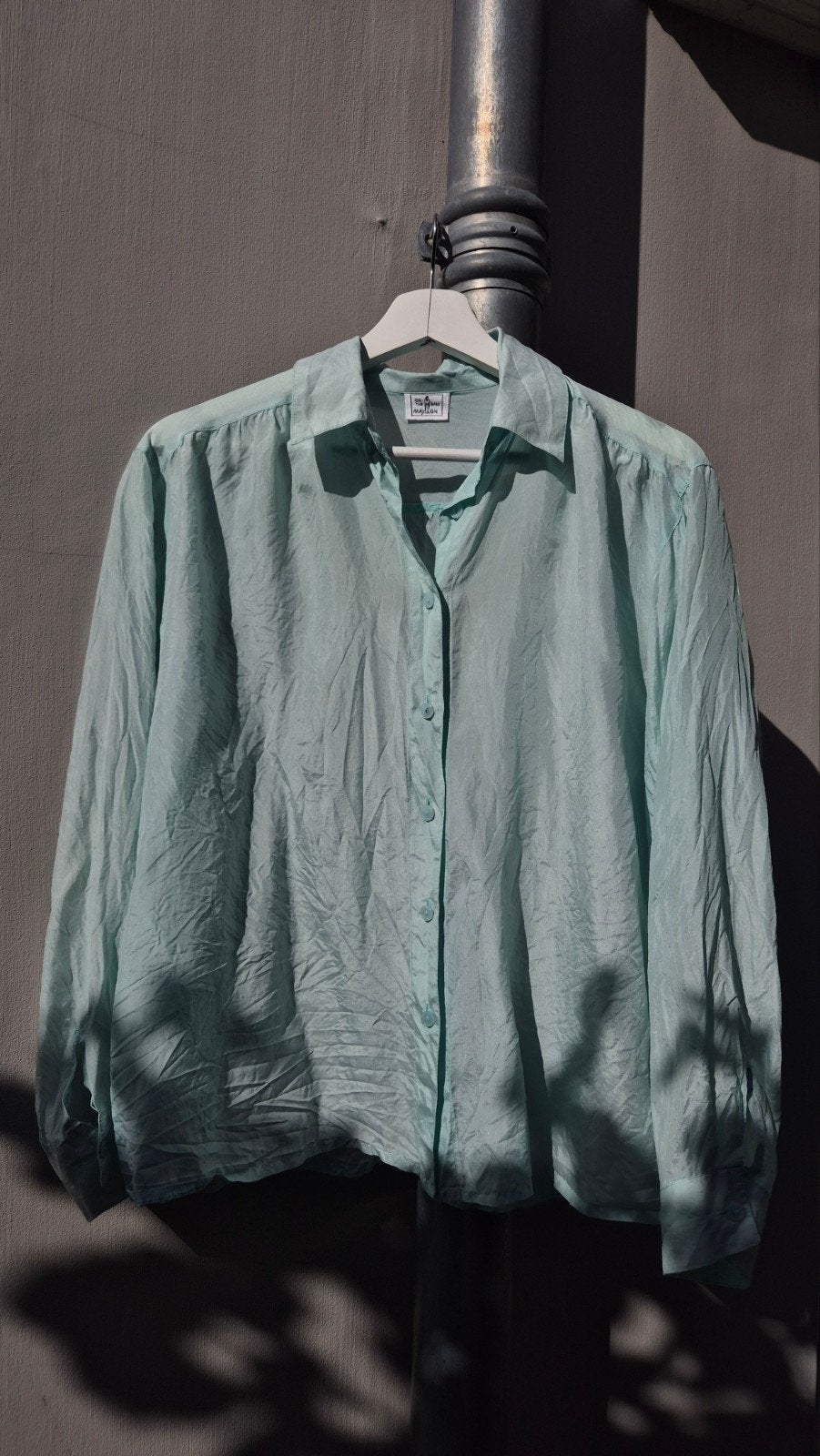 Zijden blouse van Malon in mintgroen, Ophalen of Verzenden, Zo goed als nieuw, Maat 36 (S), Mayon