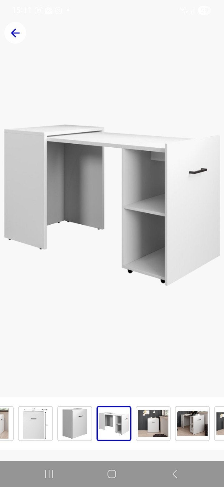 Wit uitklapbaar bureau met opbergruimte, Huis en Inrichting, Bureaus, Spaanplaat of MDF, Nieuw, Ophalen of Verzenden, Overige merken