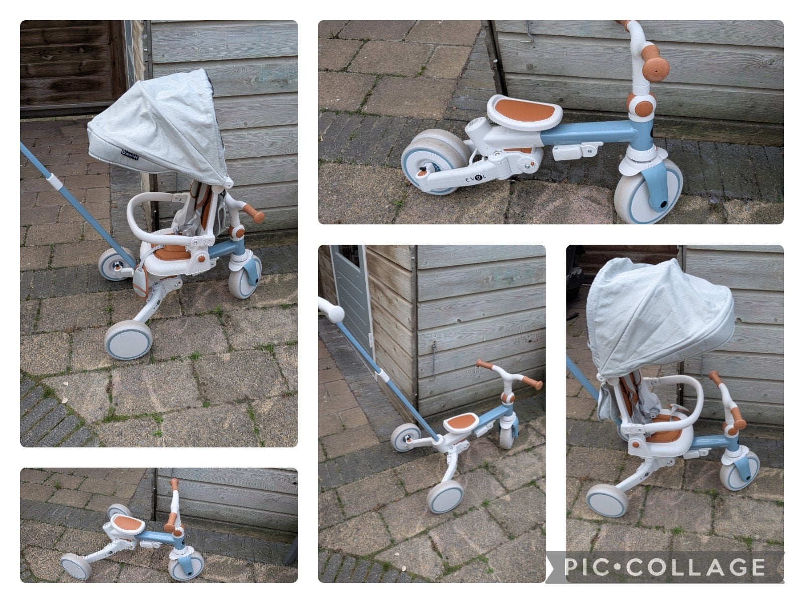 Olmitos 6-in-1 Kinderdriewieler - Blauw/Wit