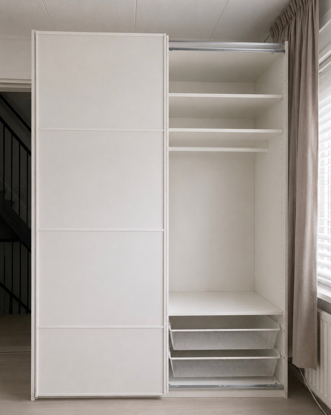 IKEA Pax kast 201x150 met schuifdeuren en inrichting, Ophalen, Gebruikt, 100 tot 150 cm, 200 cm of meer