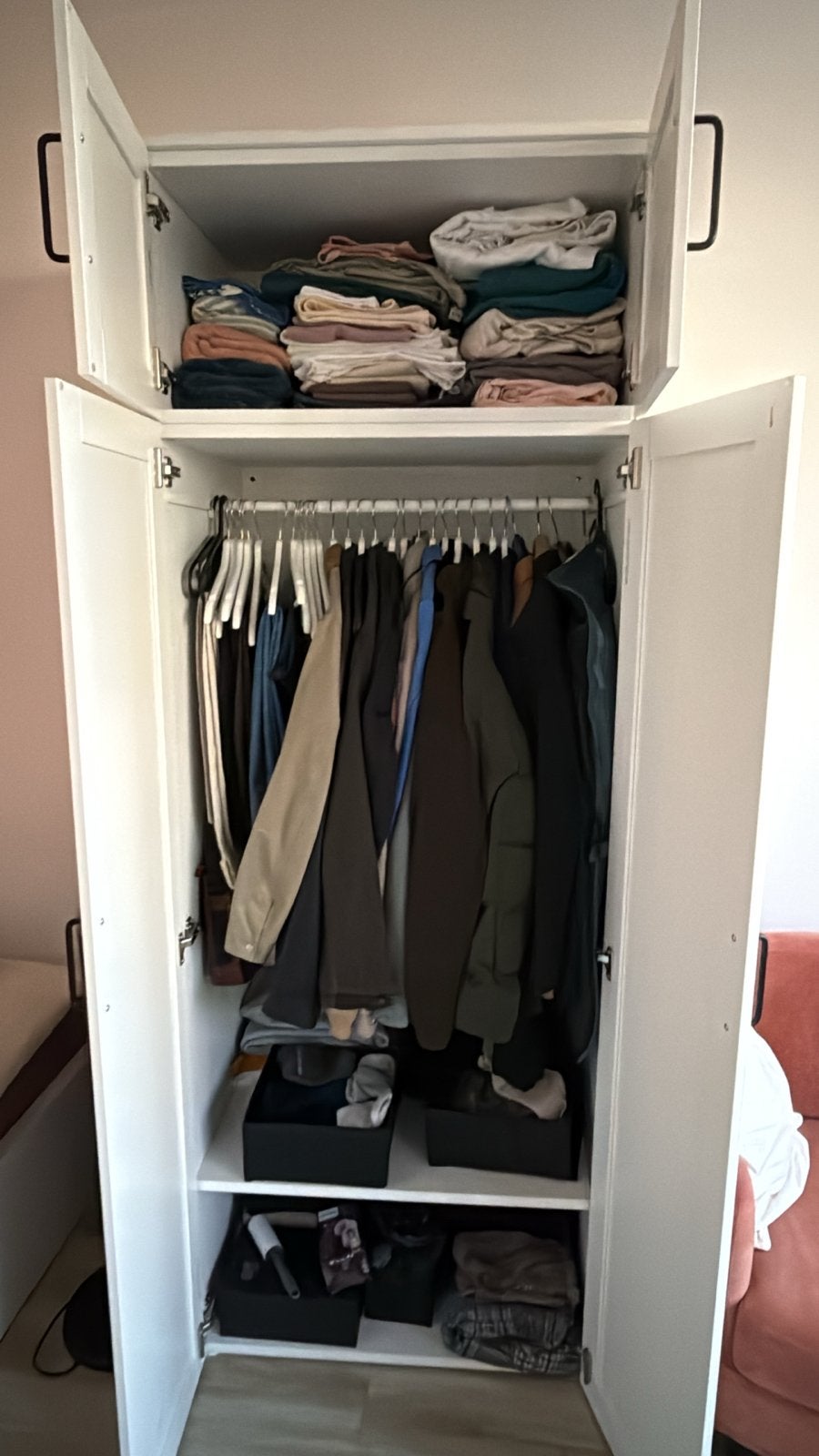 IKEA Platsa - Witte kledingkast met opzetkas, Ophalen, Met plank(en), Gebruikt, 200 cm of meer