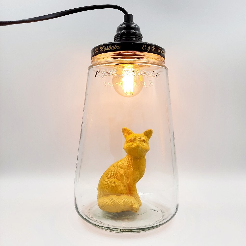 Kesbekelamp Kinderkamerlamp met Hond, IJsbeer, Vos, Kat, Nieuw, Glas, Vintage retro stoer industrieel kinderkamer, E27 (groot)