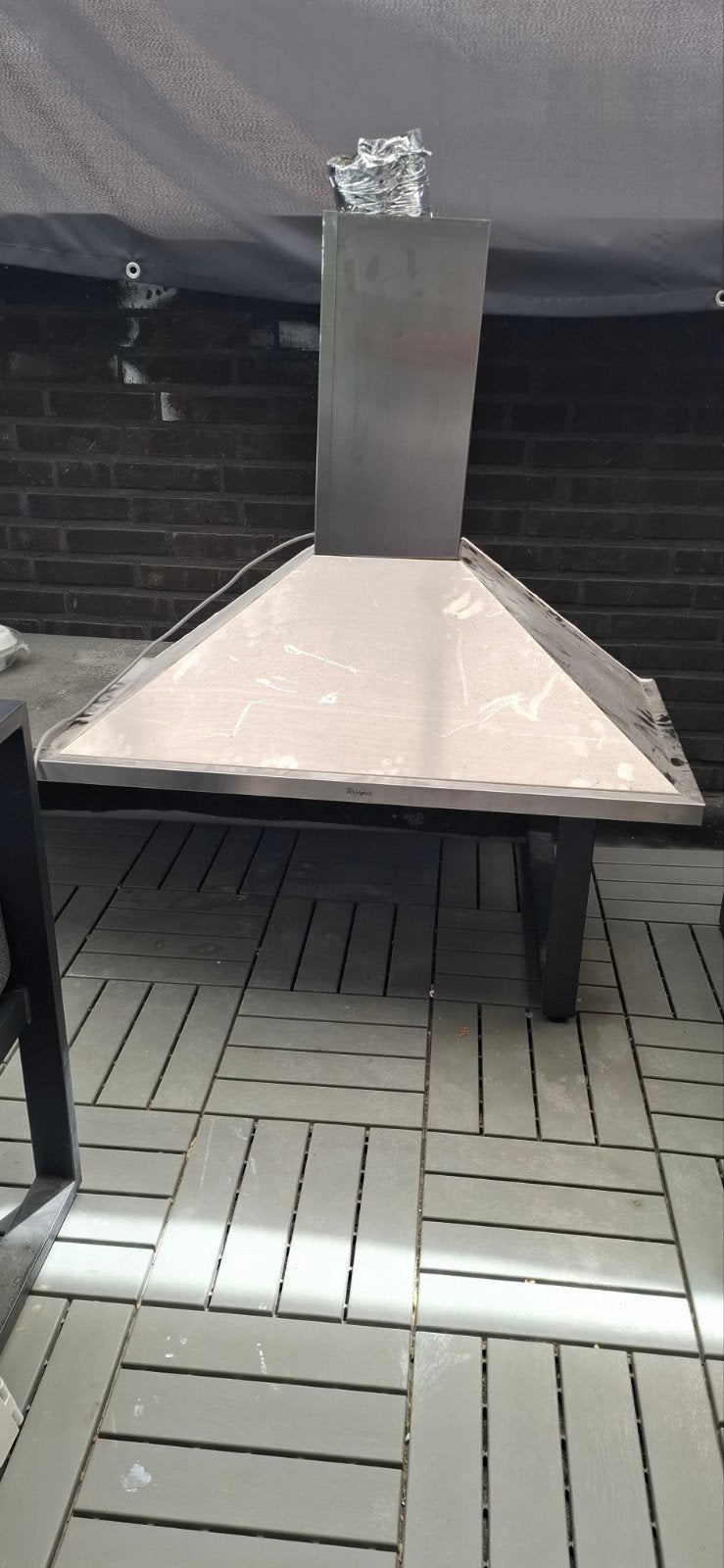Whirlpool RVS Afzuigkap 90 cm breed, Ophalen of Verzenden, Gebruikt, Vrijstaand, Wandschouwkap