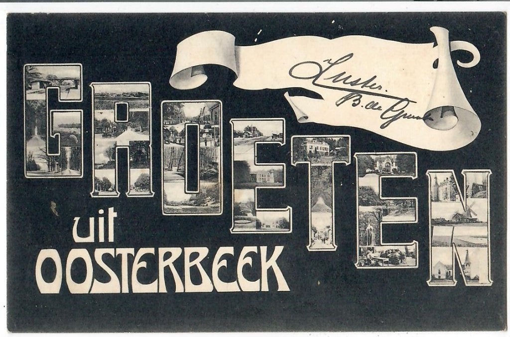 Oosterbeek - Groeten uit, Verzamelen, Ansichtkaarten | Nederland, Verzenden, Voor 1920, Gelopen, Gelderland