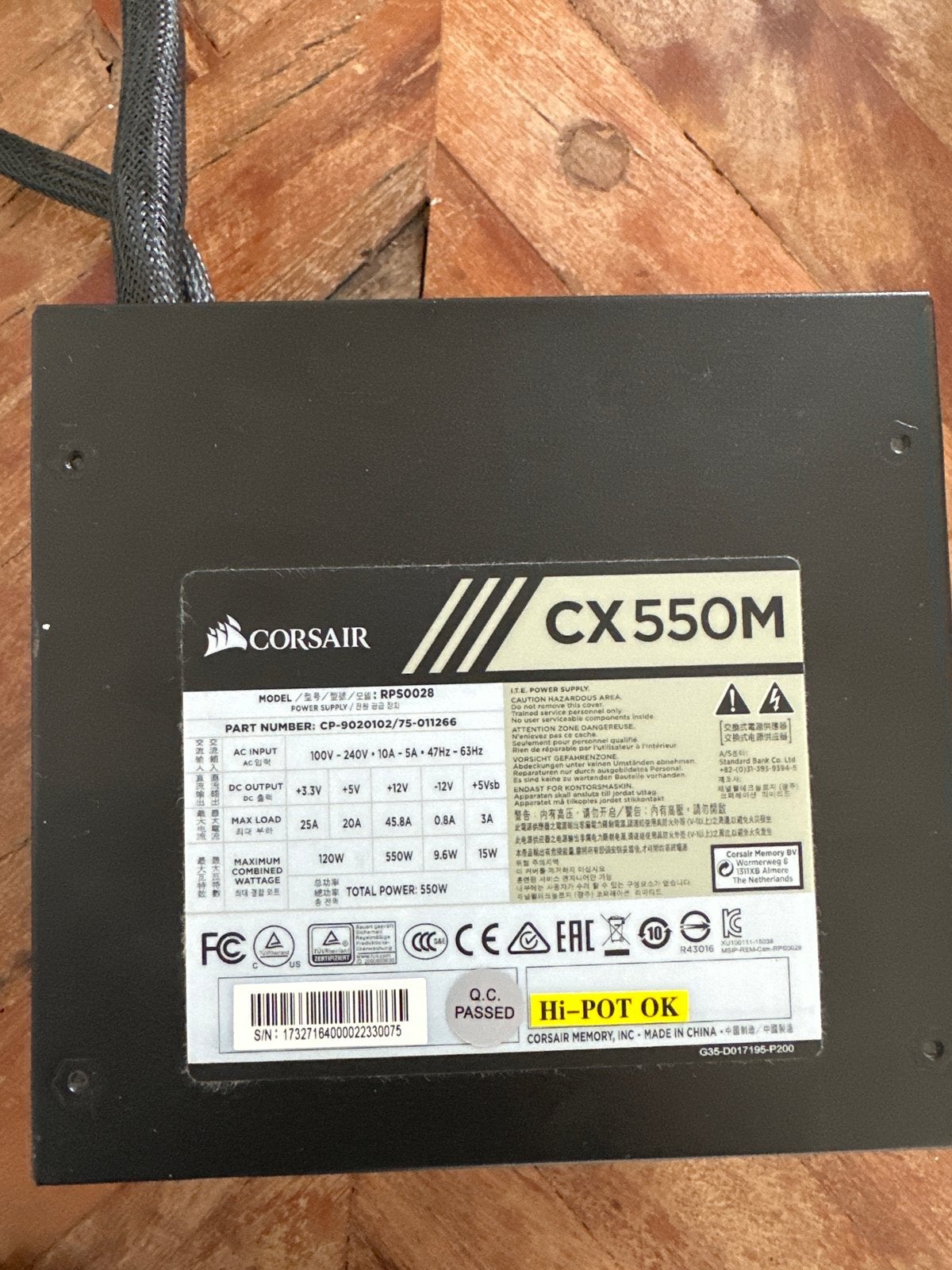 Corsair CX550M Voeding - Modulair 550W PSU, Ophalen, Gebruikt