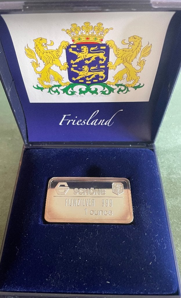 Zilver baar Friesland 1 ounce .999, Postzegels en Munten, Edelmetalen en Baren, Ophalen of Verzenden, Zilver