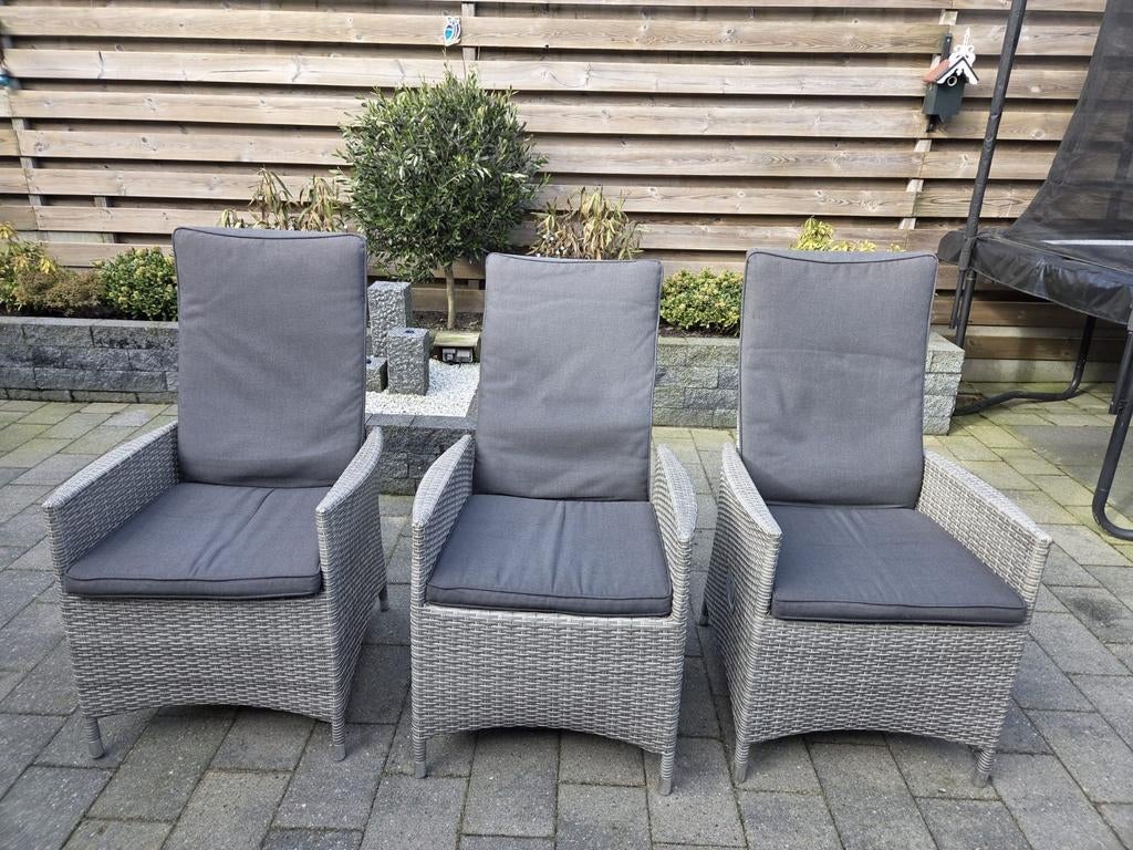 3x luxe tuinstoel, Ophalen, Gebruikt, Kunststof