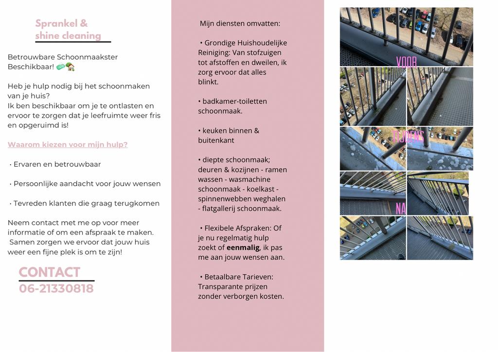 Schoonmaakster aangeboden, Overige vormen, Overige niveaus, Geschikt als bijbaan, Variabele uren