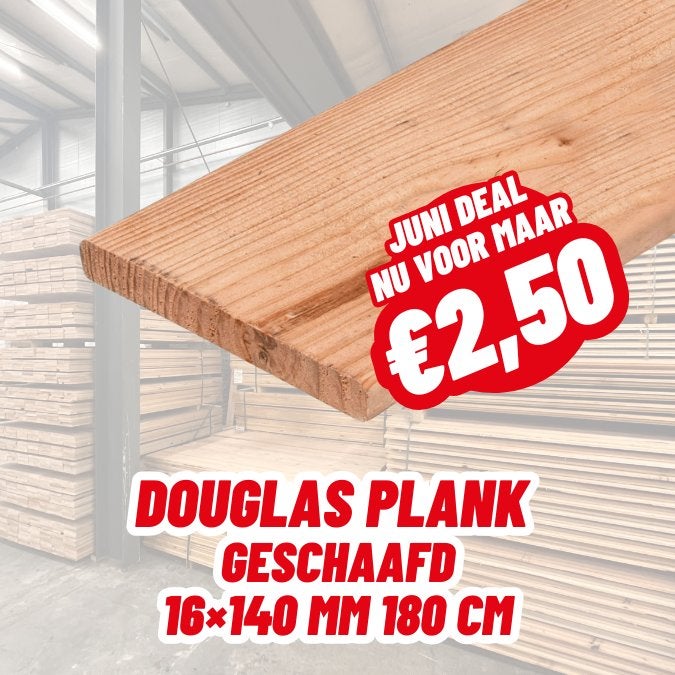 JUNI DEAL!! Douglas plank 16x140 mm 180 cm, Ophalen, Nieuw, Minder dan 180 cm, Planken