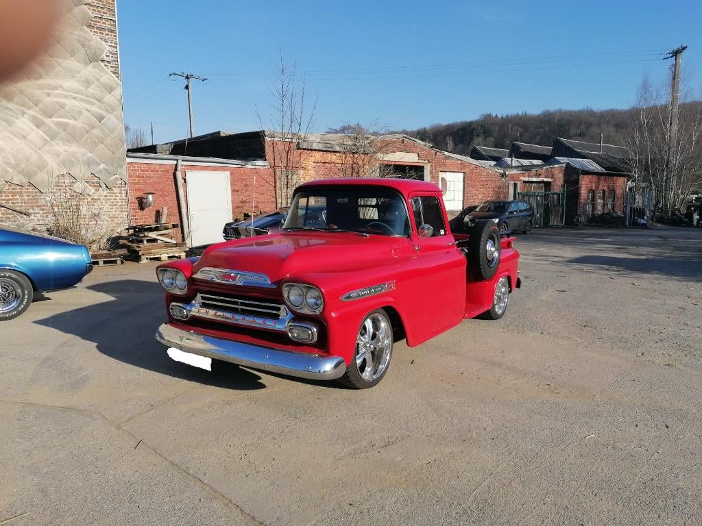 chevrolet apache 1958 stepside longbed top staat 0626604113, Auto's, Oldtimers, Achterwielaandrijving, Zwart, Overige carrosserieën