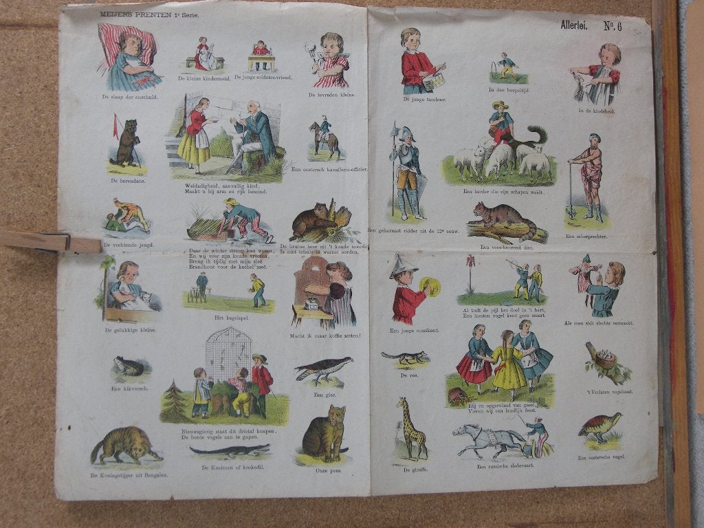antieke centsprent Meijers 1e serie no.6 ,1874, Gebruikt, Ophalen of Verzenden, Voor 1940, Prent