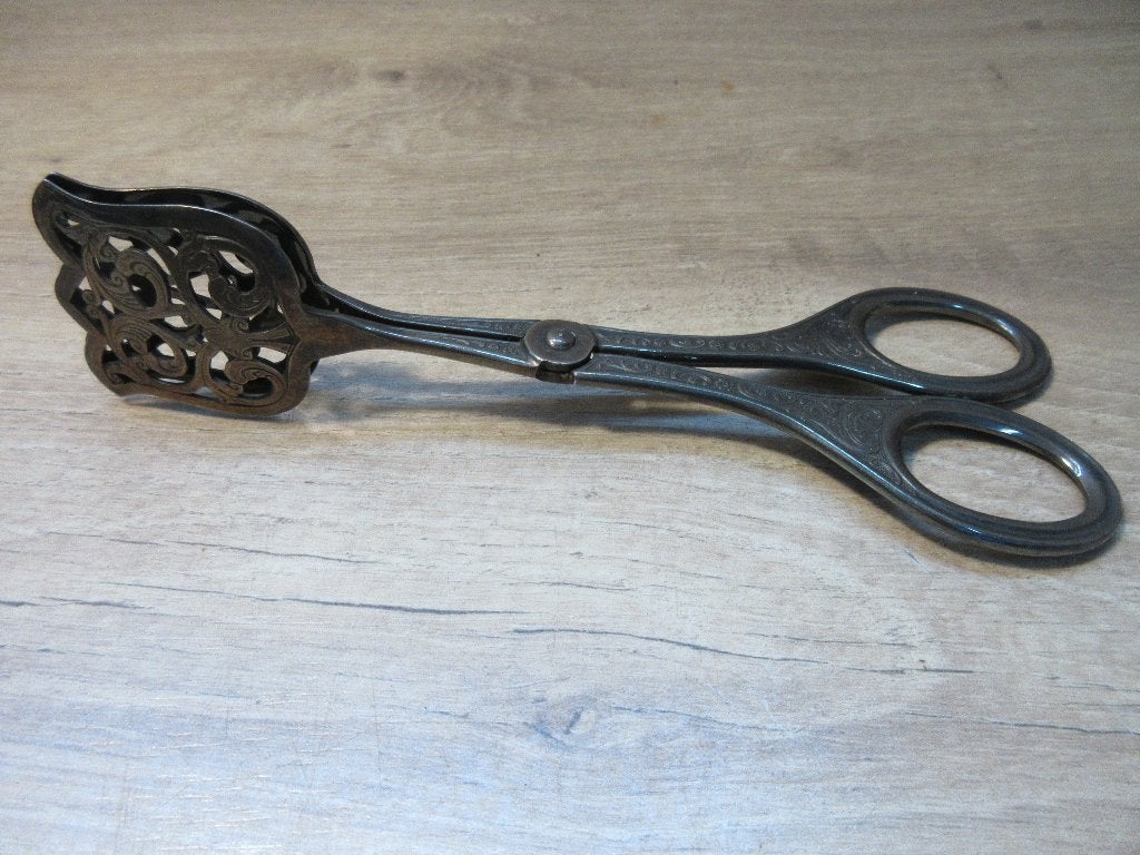 Zilveren of verzilverde tang suikertang gebakstang, Antiek en Kunst, Antiek | Bestek, Ophalen of Verzenden
