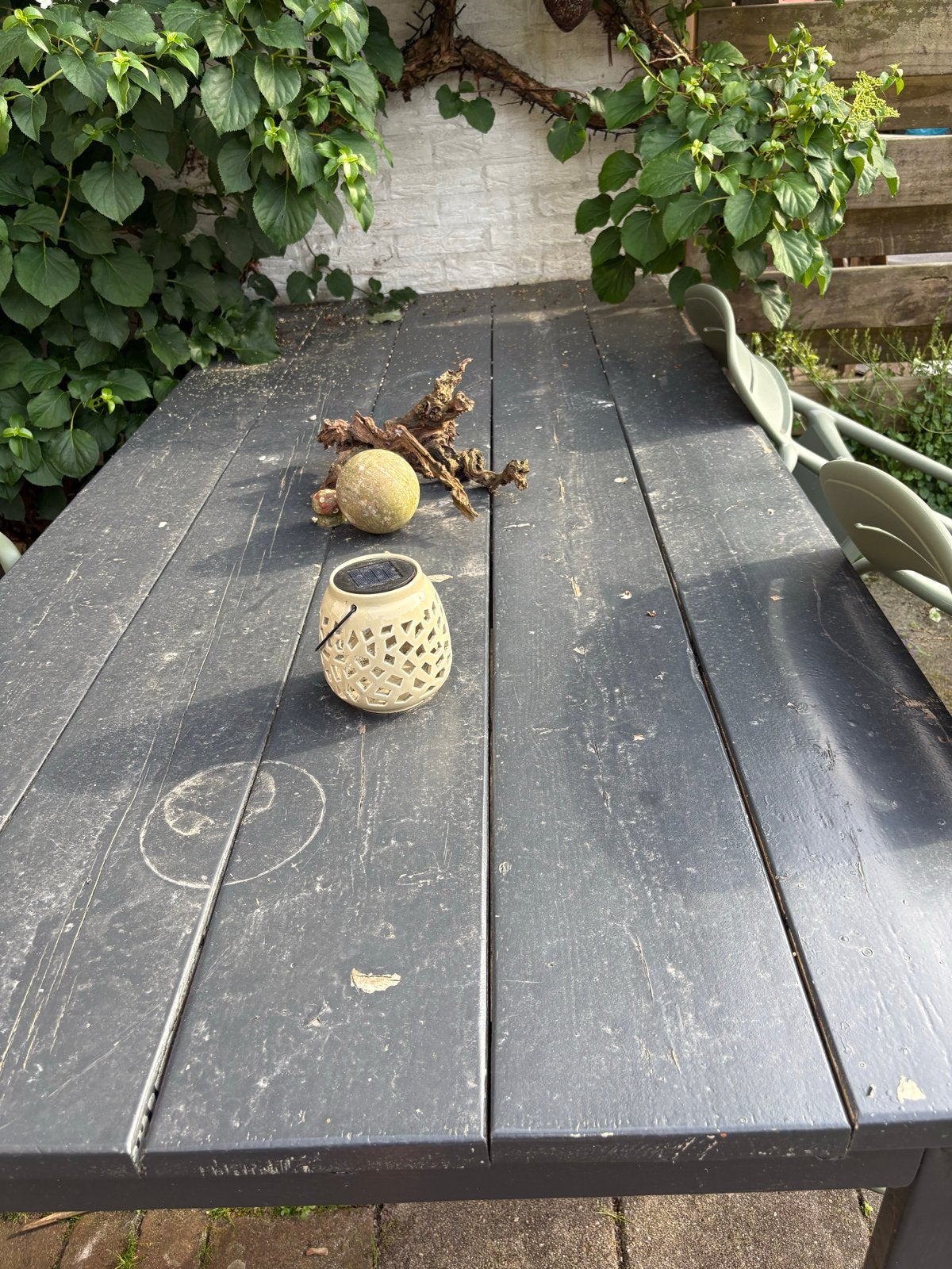 Robuuste houten buitentafel 2.10 x 1.00 meter, Tuin en Terras, Tuintafels, Ophalen, Gebruikt, Rechthoekig, Hout
