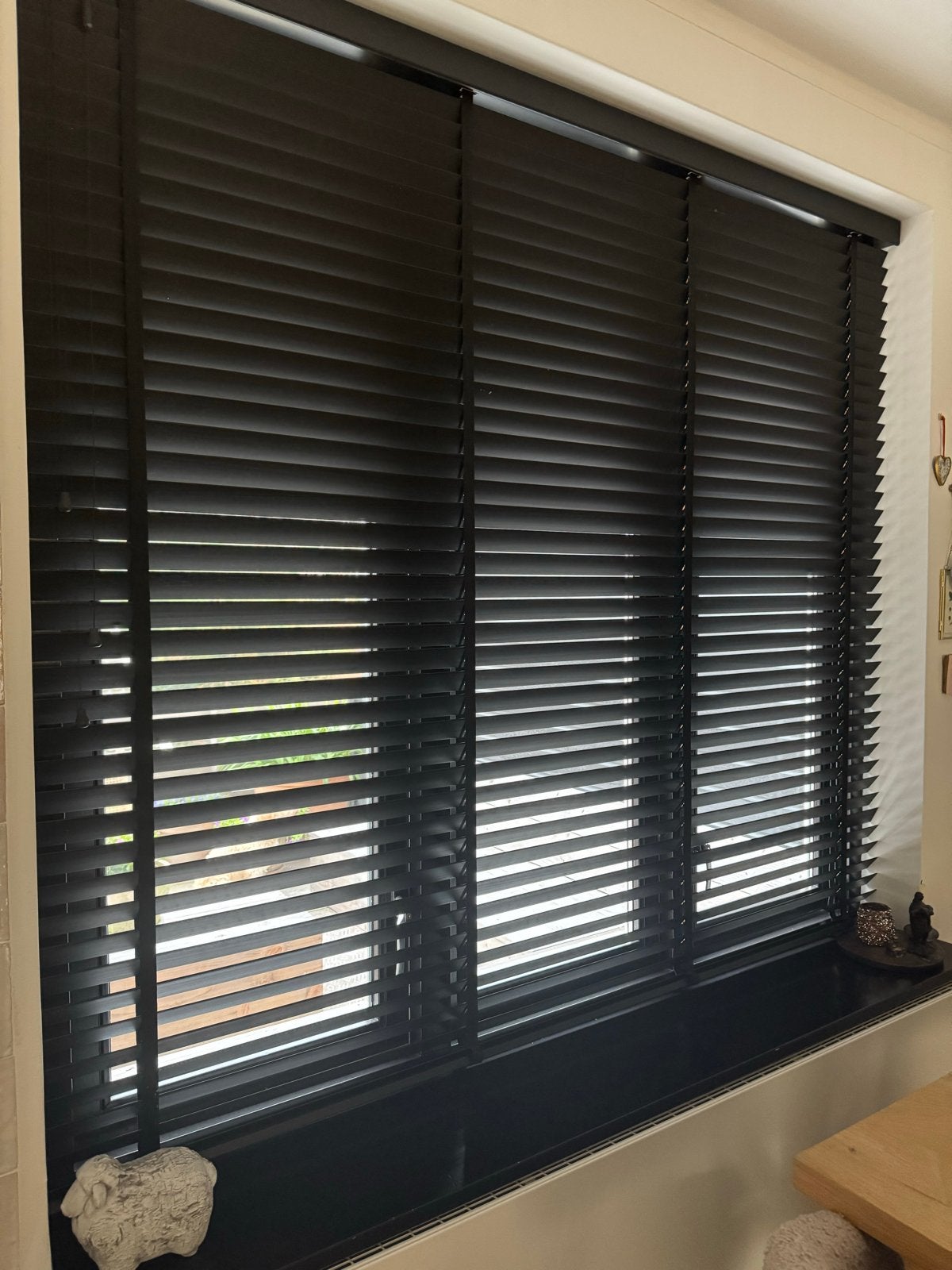 Zwarte houten jaloezieën, Huis en Inrichting, Ophalen, Jaloezie, 221 cm, Zwart