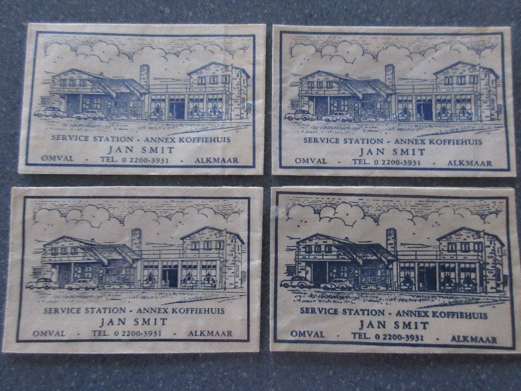 4 x Alkmaar, servicestation-annex koffiehuis Jan Smit, Verzamelen, Verzenden, Nederland