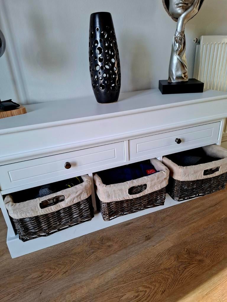 Witte opbergkast met manden en 2 lades, Huis en Inrichting, Kasten | Overige, Ophalen, Gebruikt