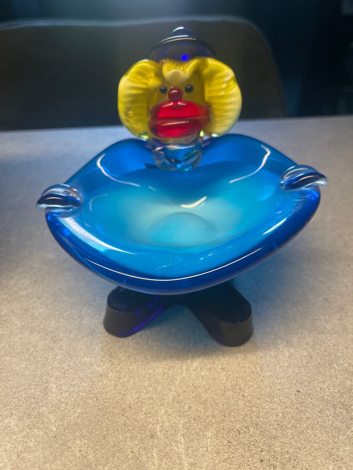 Vintage Murano Glazen Clown Asbak - Blauw, Antiek en Kunst, Ophalen of Verzenden
