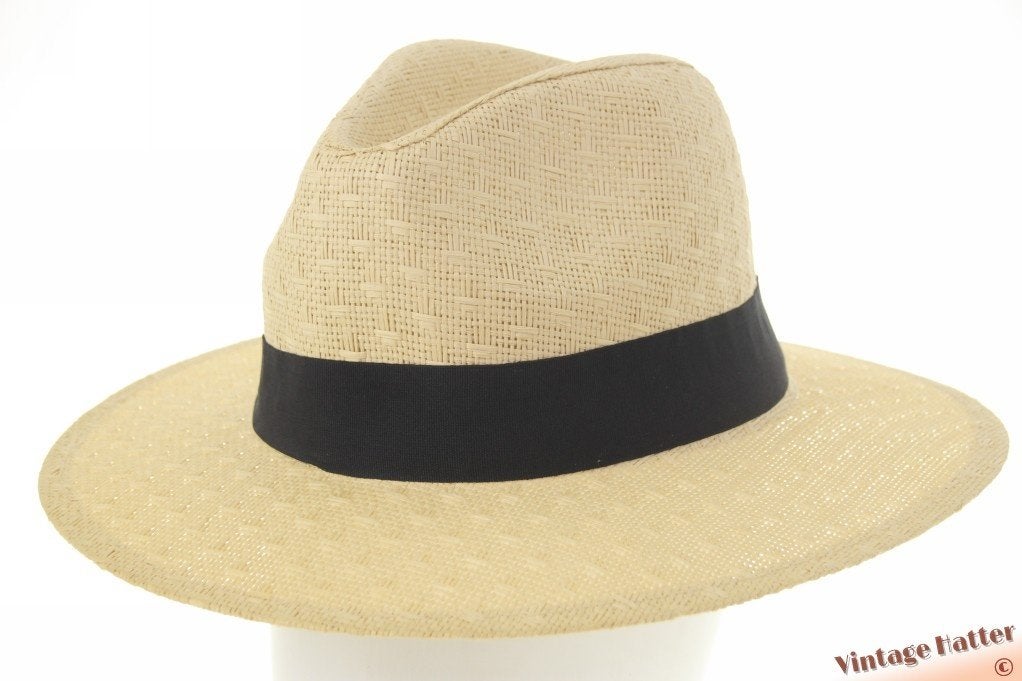 Panama Zomer gleufhoed beige met zwarte band 56-58 Nieuw, Ophalen of Verzenden, Nieuw, 57 cm (M, 7⅛ inch) of minder, Hoed