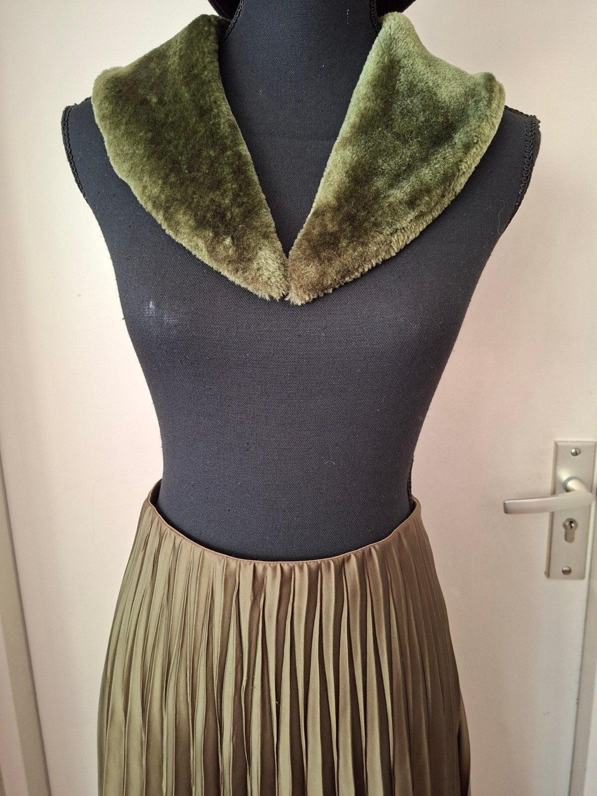 Vintage Faux Fur Kraag - Groen, Onbekend, Ophalen of Verzenden, Zo goed als nieuw