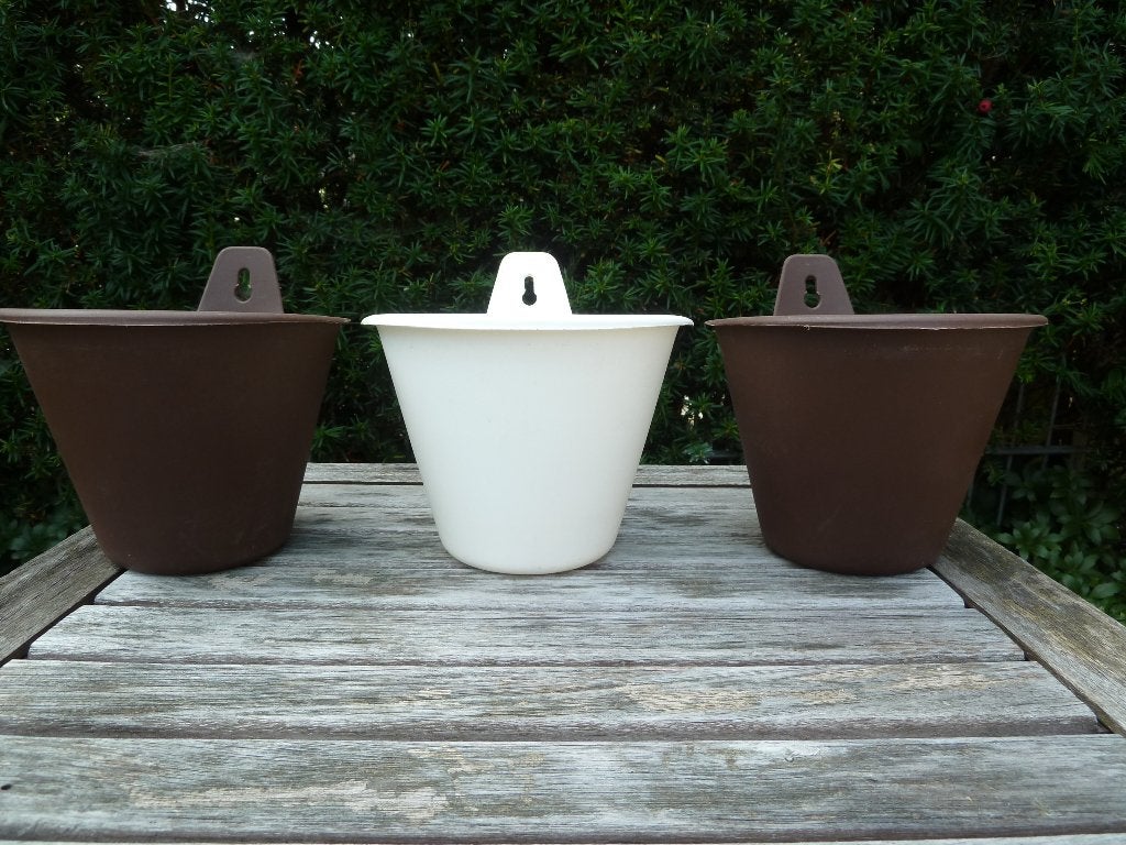 3 Retro hangpotten, Kunststof, Rond, Ophalen of Verzenden, Balkon