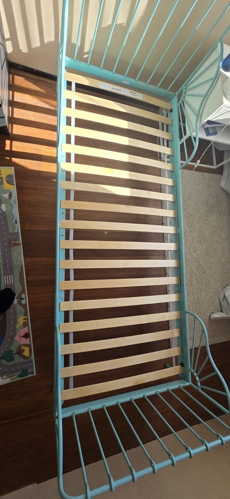 Ikea Minnen Turquoise Meegroeibed met Matras, Kinderen en Baby's, Gebruikt, 70 tot 85 cm, 180 cm of meer, Ophalen
