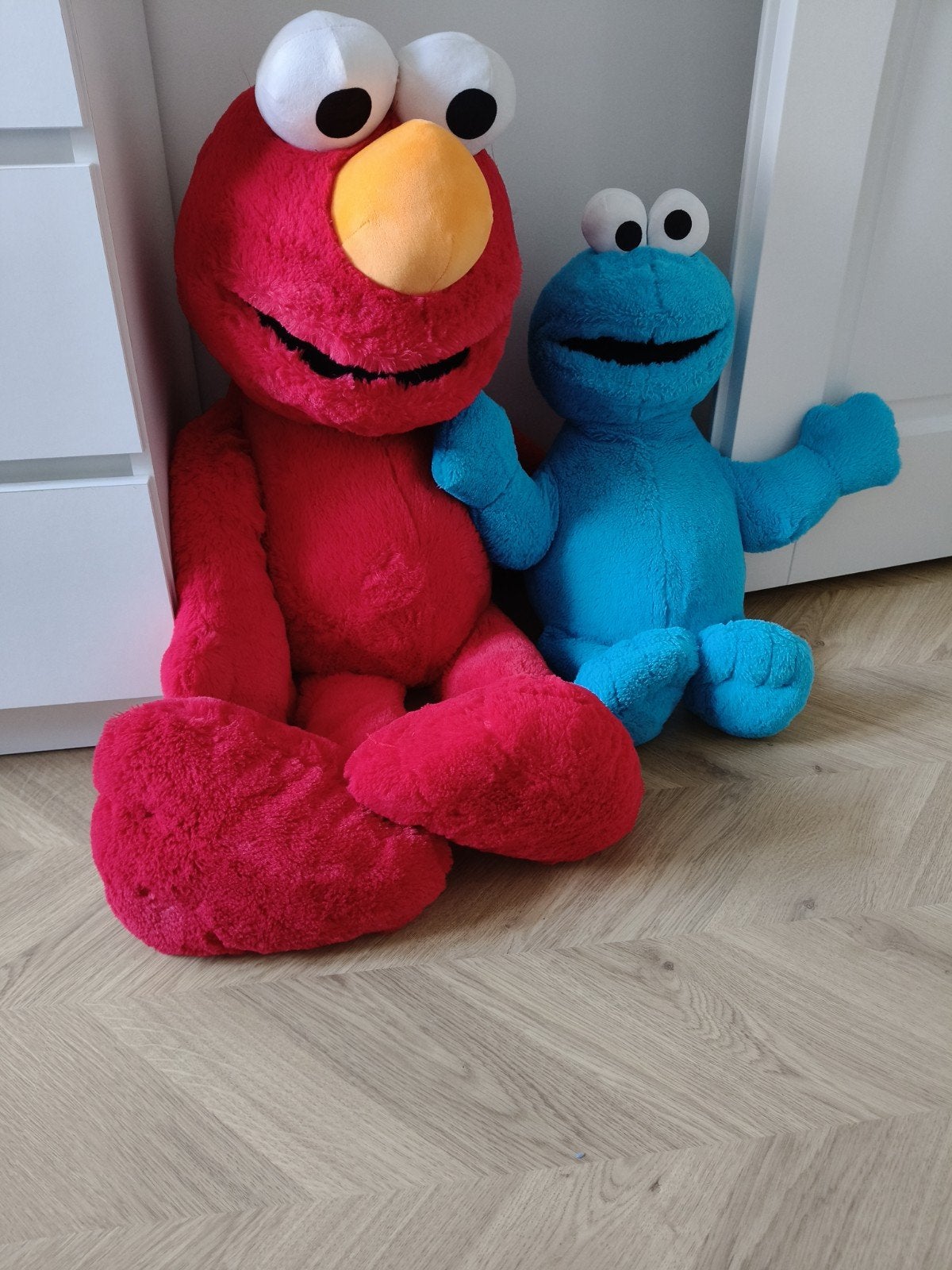 Grote Elmo en Koekiemonster knuffels - Sesamstraat, Kinderen en Baby's, Ophalen, Gebruikt, Overige merken, Overige karakters