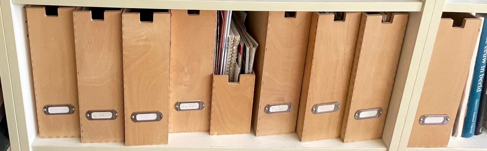 Vintage IKEA houten lectuurbakken 12 stuks, Ophalen, Gebruikt, Modern, Hout