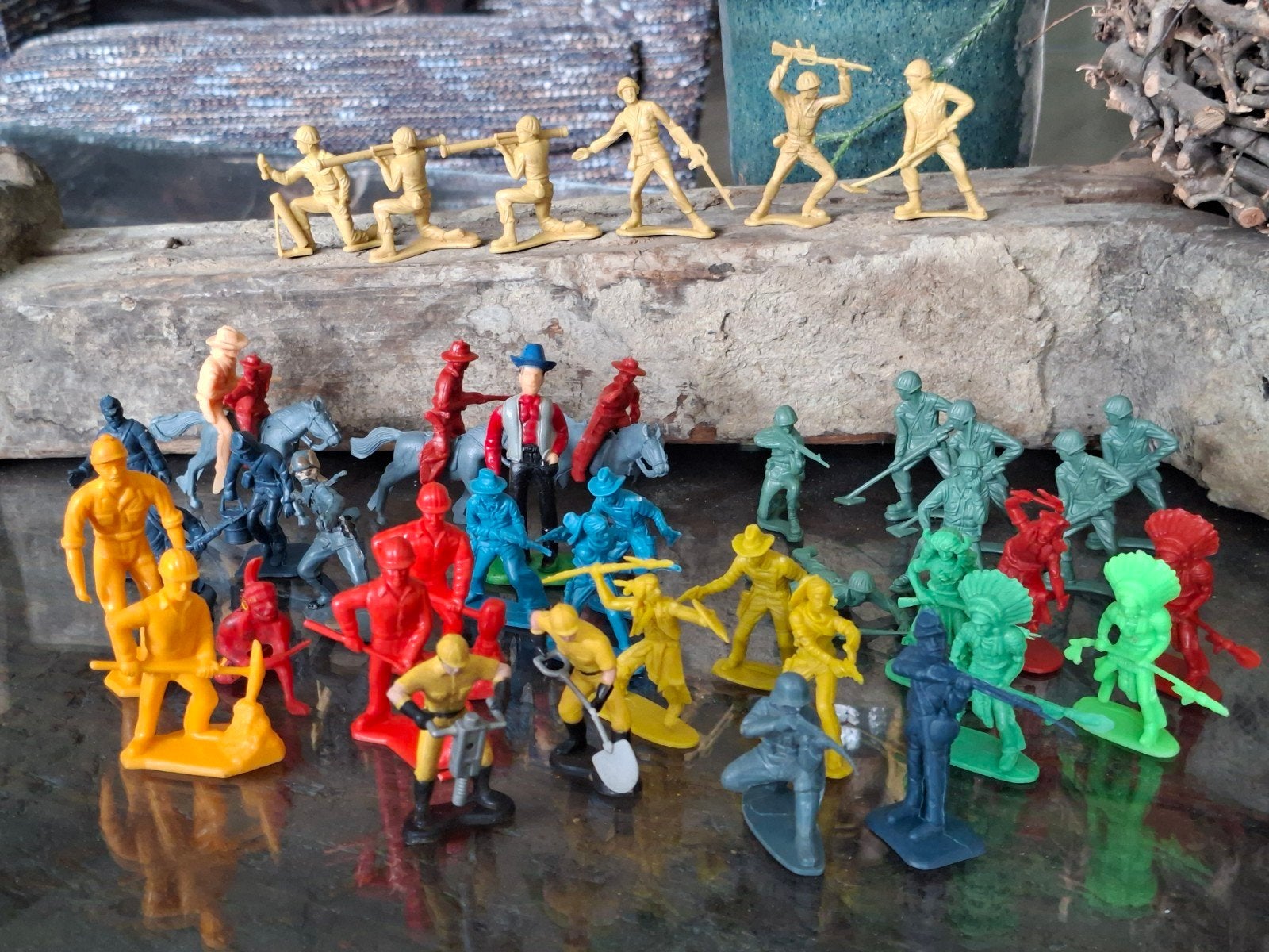 Vintage figuurtjes, soldaat, cowboy, indiaan, werkman, Ophalen of Verzenden, Gebruikt