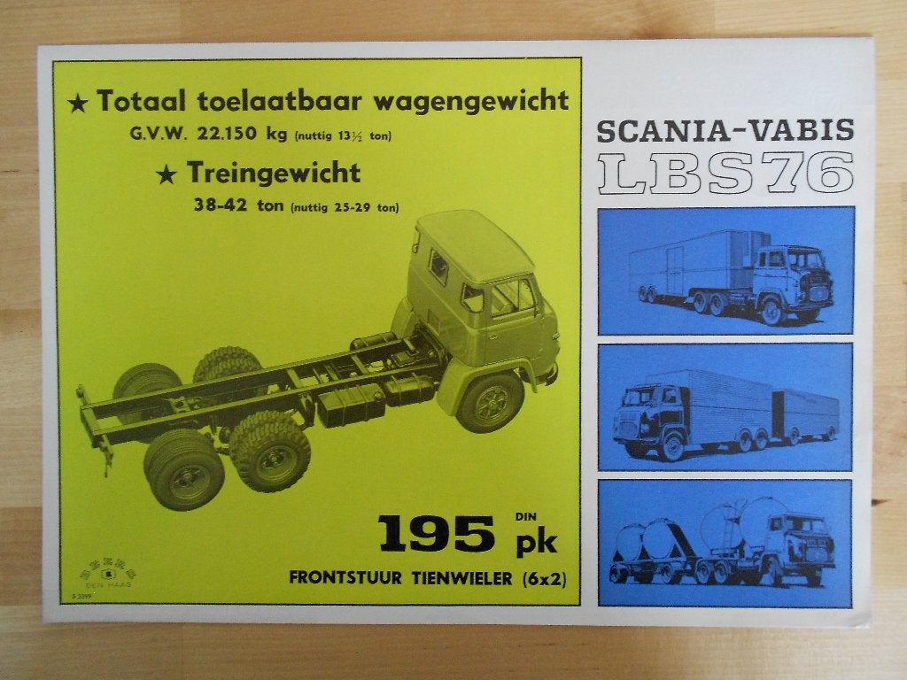 Scania Vabis LBS76 ca 1965 Brochure LBS 76 6x2, Ophalen of Verzenden, Zo goed als nieuw, Overige merken, Scania