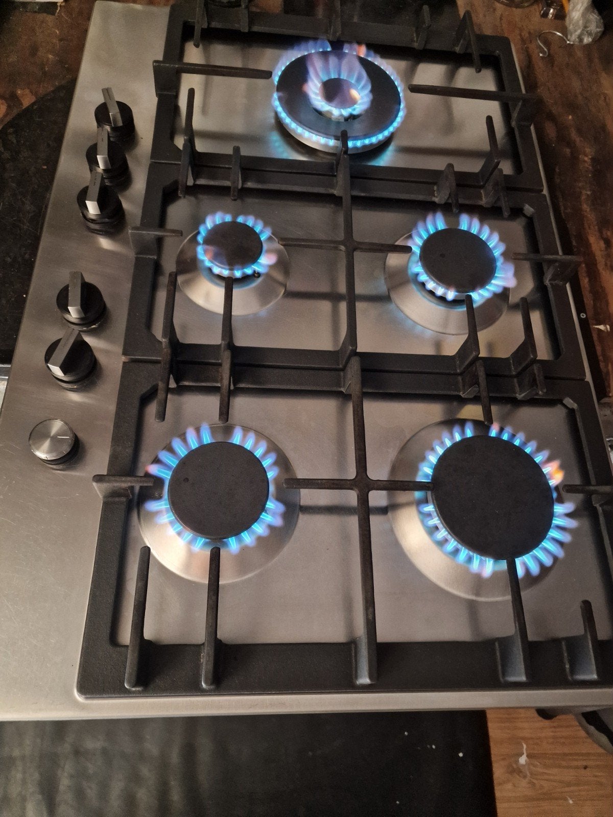 Gaskookplaat BOSCH RVS met Wok Op Butaan Propaan Gasfles LPG, Ophalen, Zo goed als nieuw, Inbouw, Gas