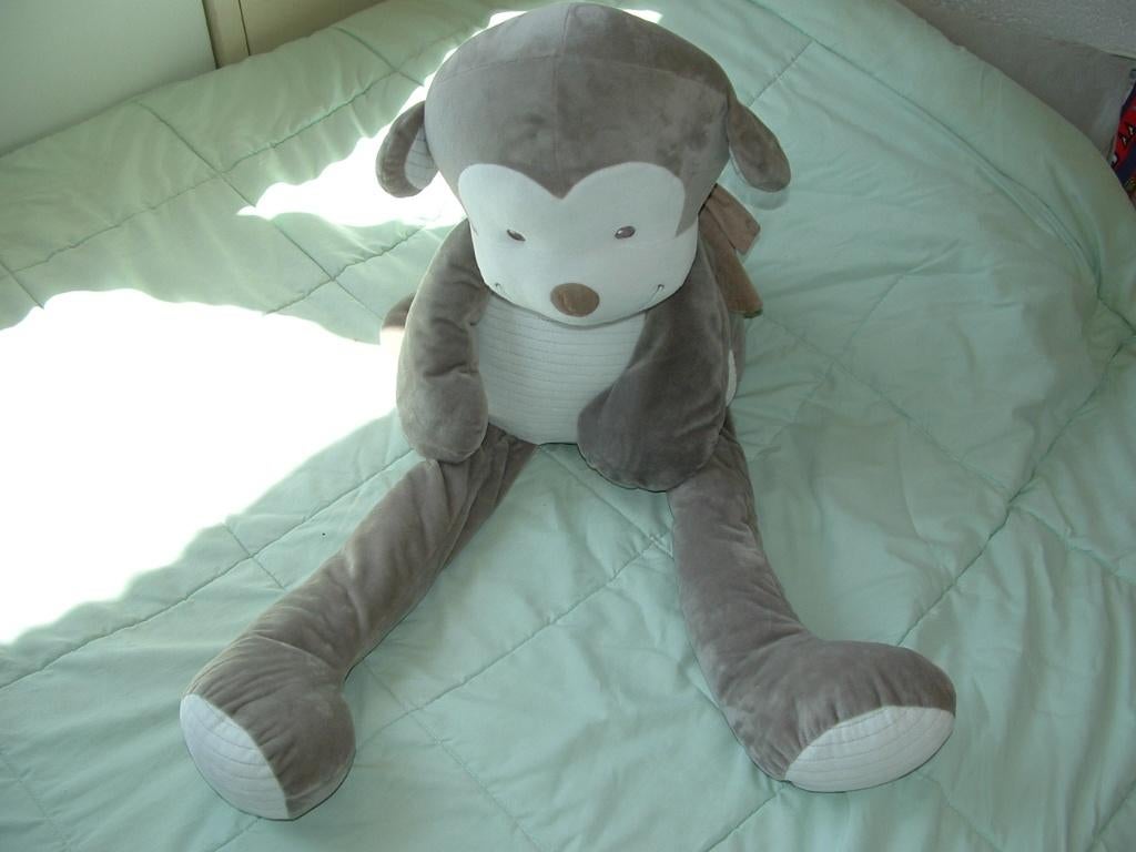 NICOTOY SIMBA TOYS AAP MEGAGROOT VELOURS GRIJS/WIT, Kinderen en Baby's, Speelgoed | Knuffels en Pluche, Ophalen of Verzenden, Nieuw