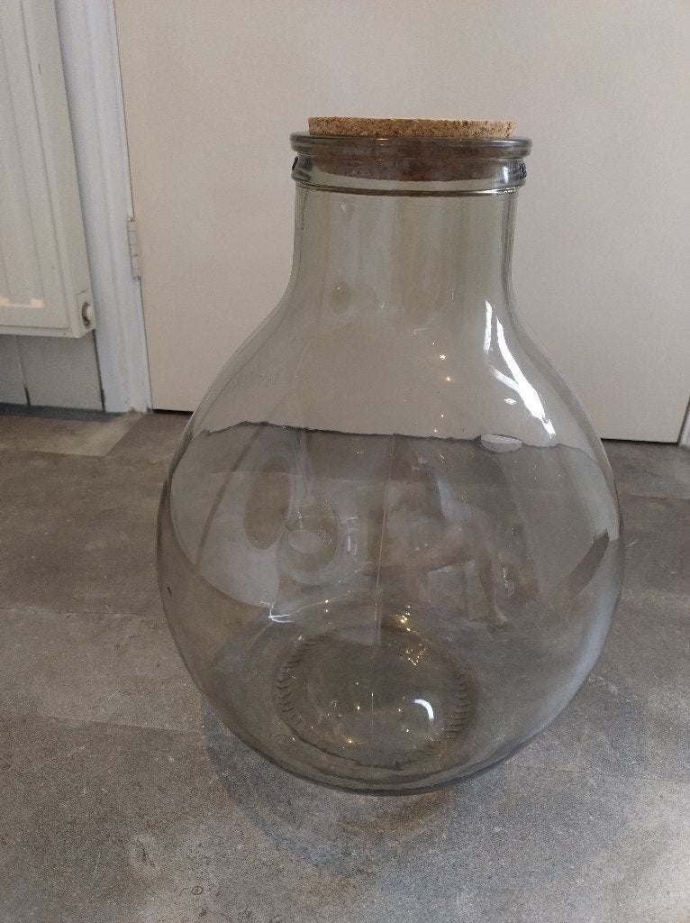 Grote glazen fles met stolp, Glas, Ophalen, Zo goed als nieuw, Met kurk