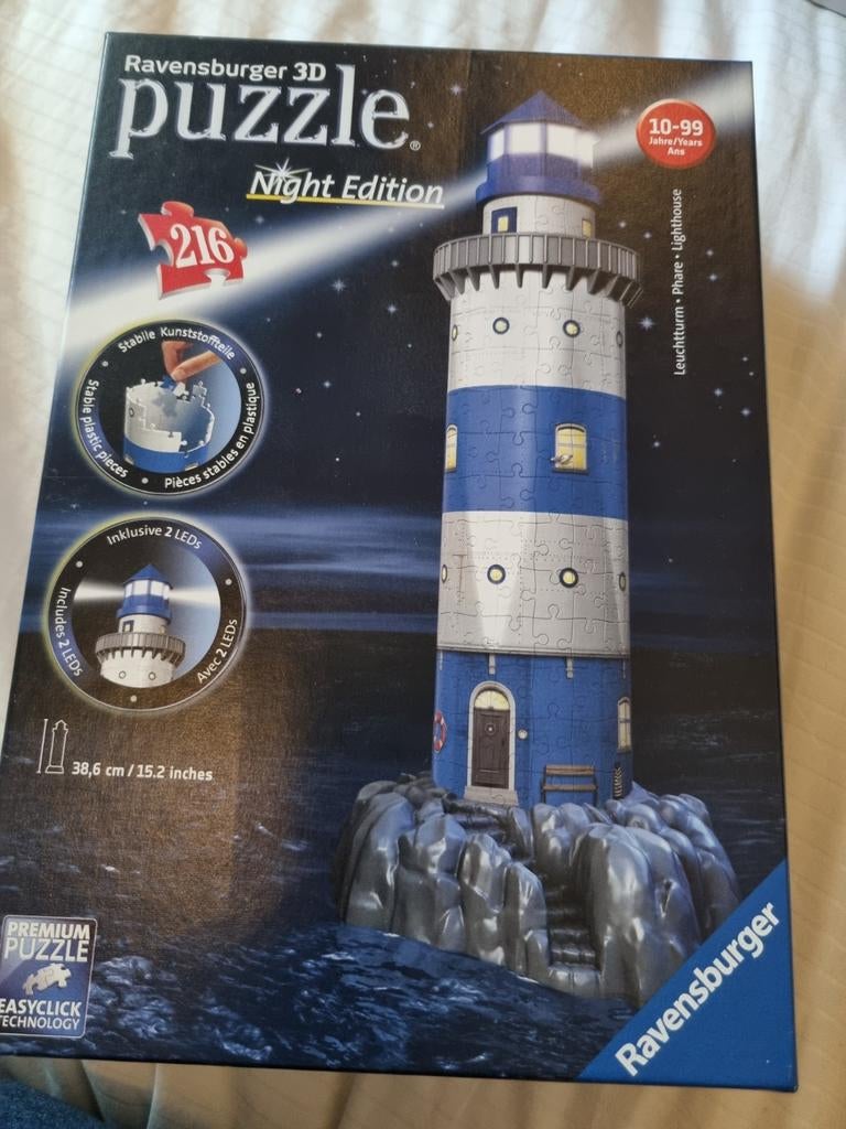 Ravensburger 3D Puzzel Vuurtoren Night Edition - Compleet, Ophalen of Verzenden