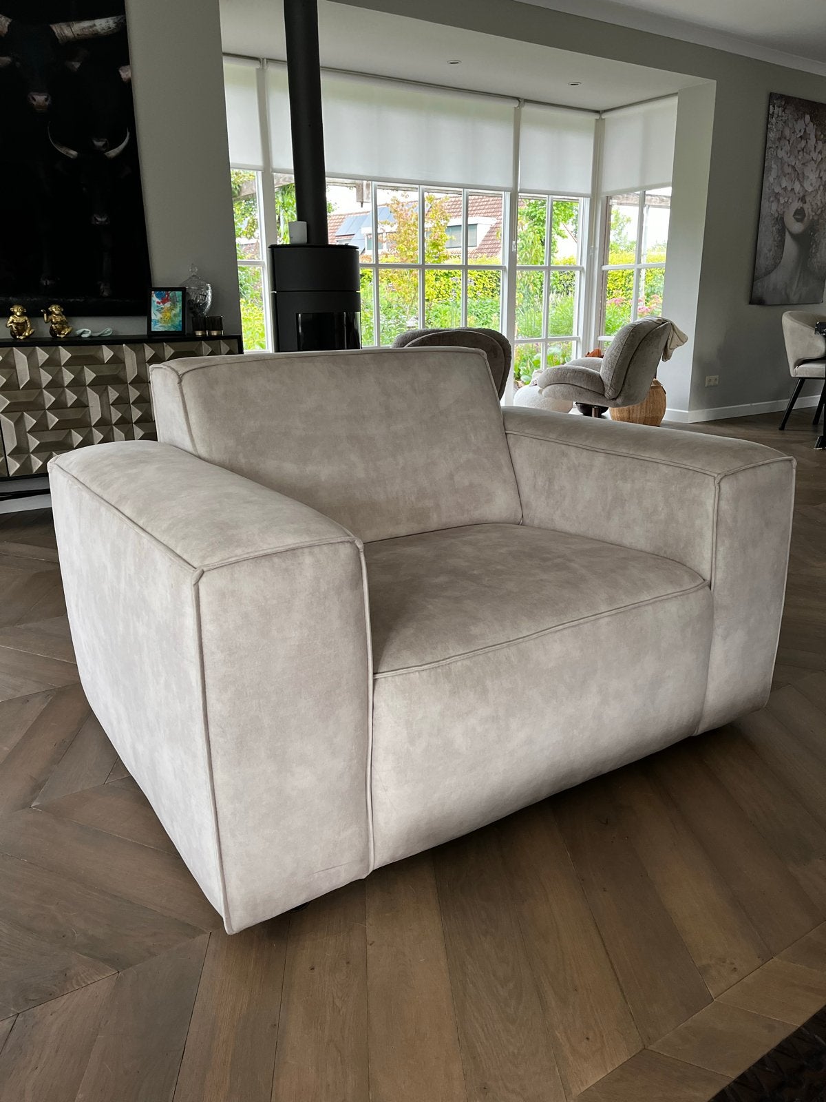 nieuwe bank met loveseat van Eijerkamp, Ophalen, Hoekbank, Zo goed als nieuw, Stof