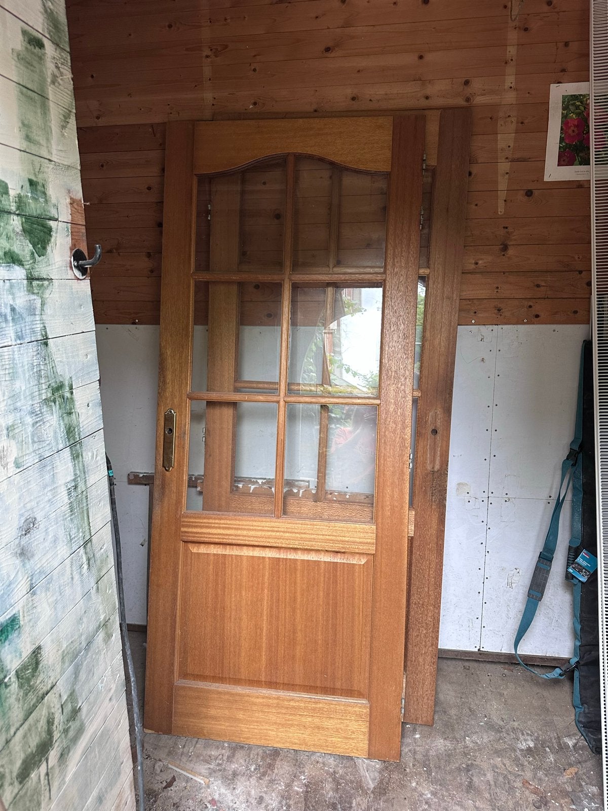 Twee oude houten deuren met glas, Ophalen, Gebruikt, 80 tot 100 cm, Binnendeur