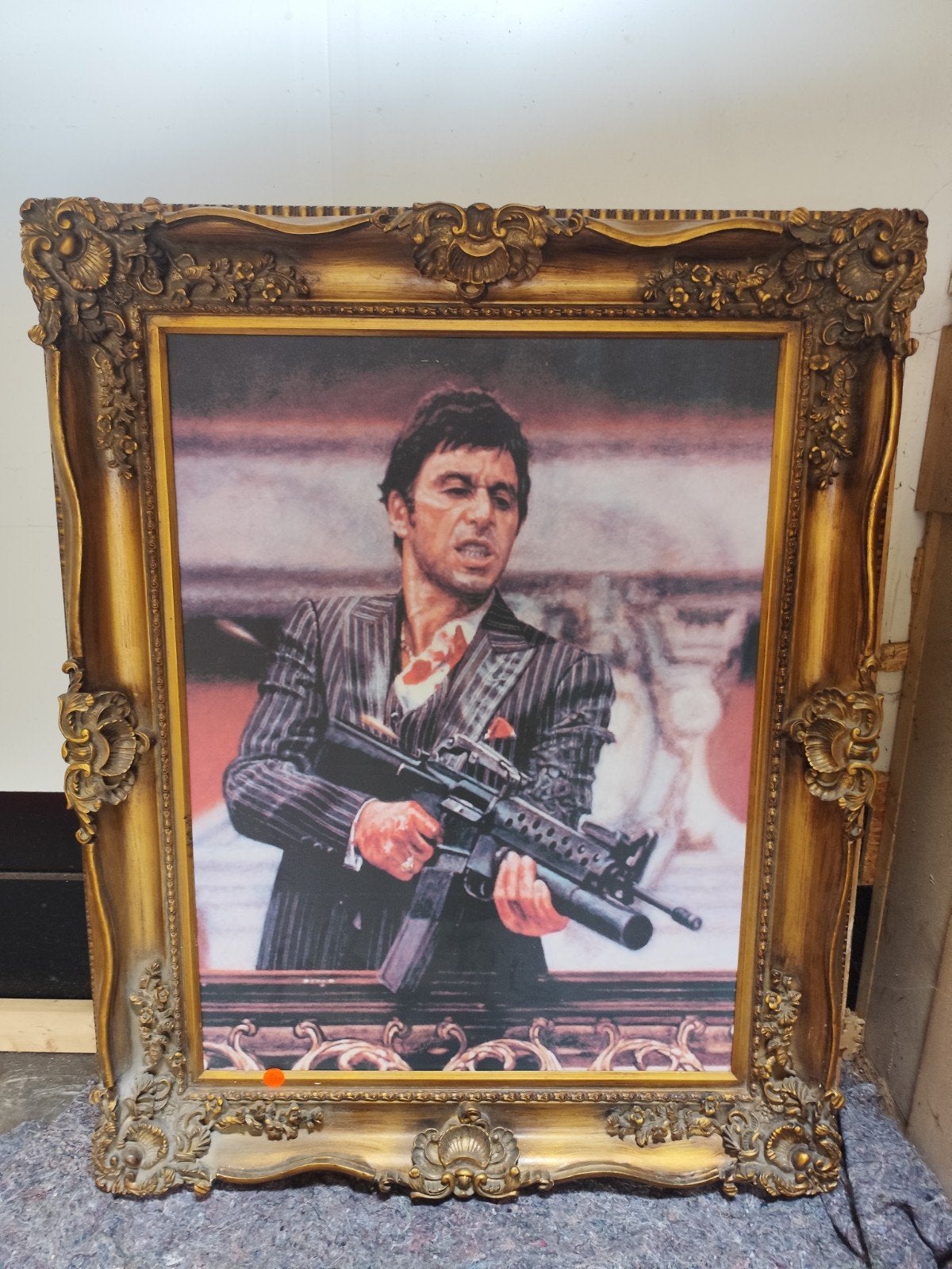 Scarface Al Pacino Schilderij met Barok Lijst, Antiek en Kunst, Film, Hout, Ophalen of Verzenden, Ingelijst